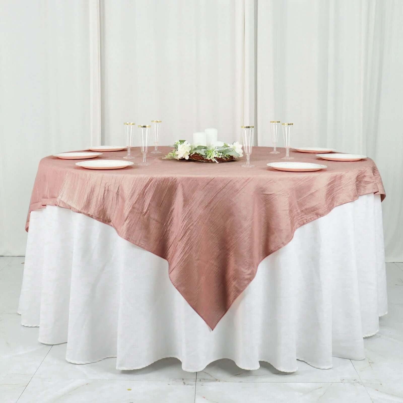 72x72 in Square Accordion Crinkled Taffeta Table Overlay