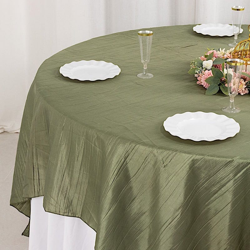 90x90 in Metallic Crinkled Taffeta Square Table Overlay