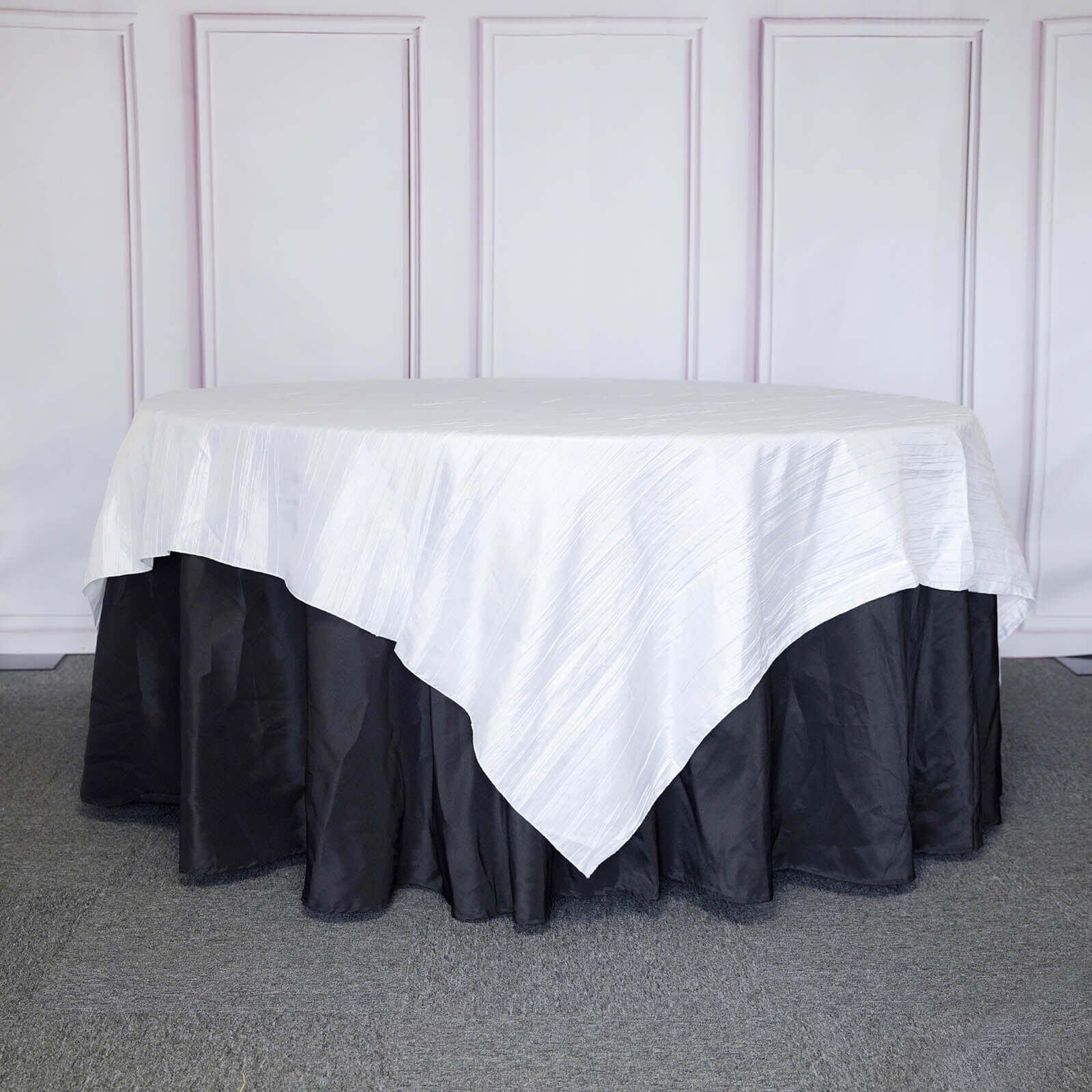90x90 in Metallic Crinkled Taffeta Square Table Overlay