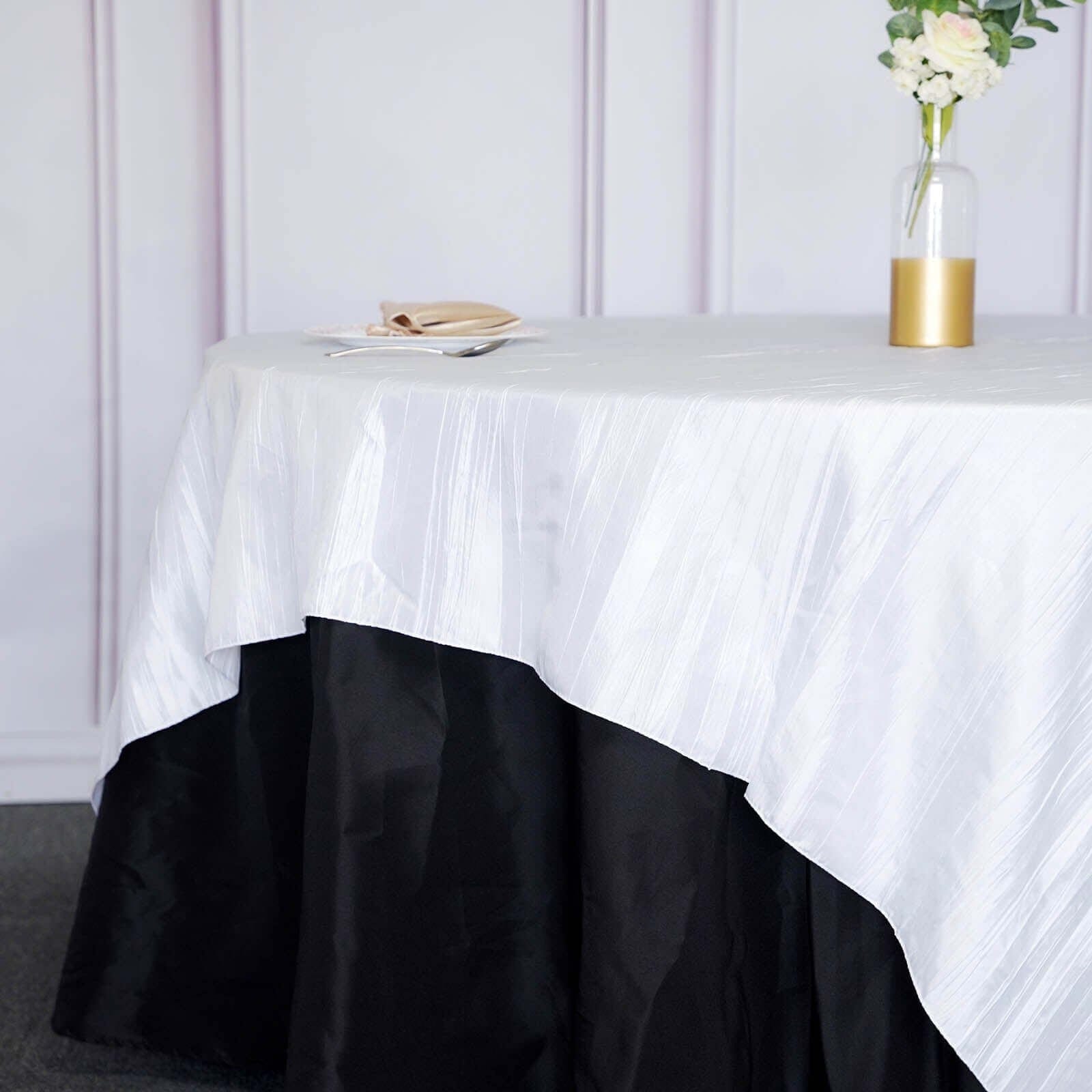 90x90 in Metallic Crinkled Taffeta Square Table Overlay