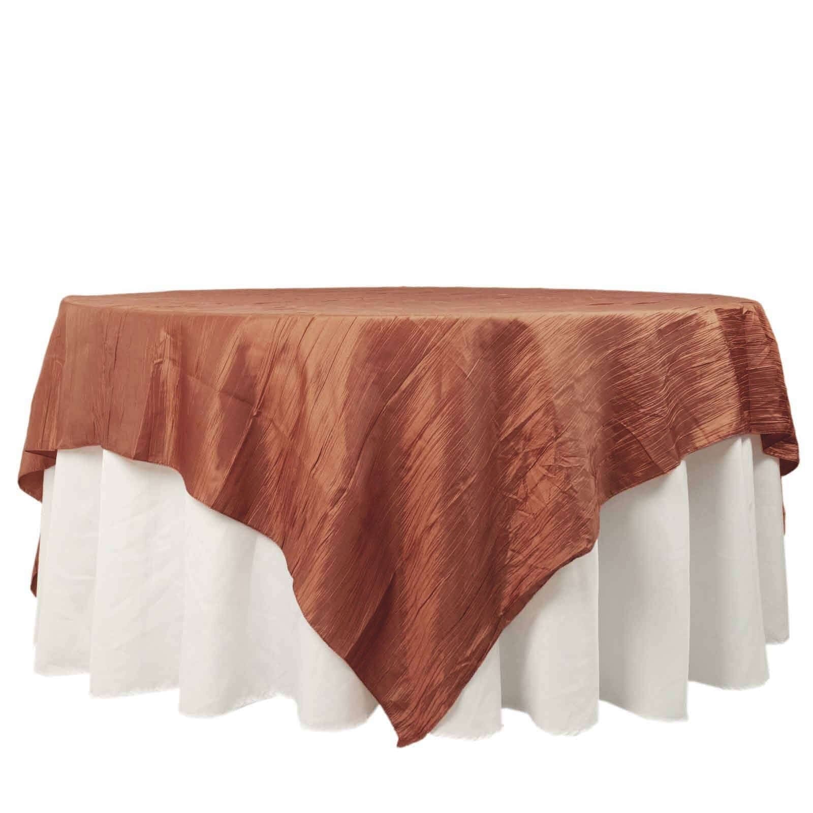 90x90 in Metallic Crinkled Taffeta Square Table Overlay