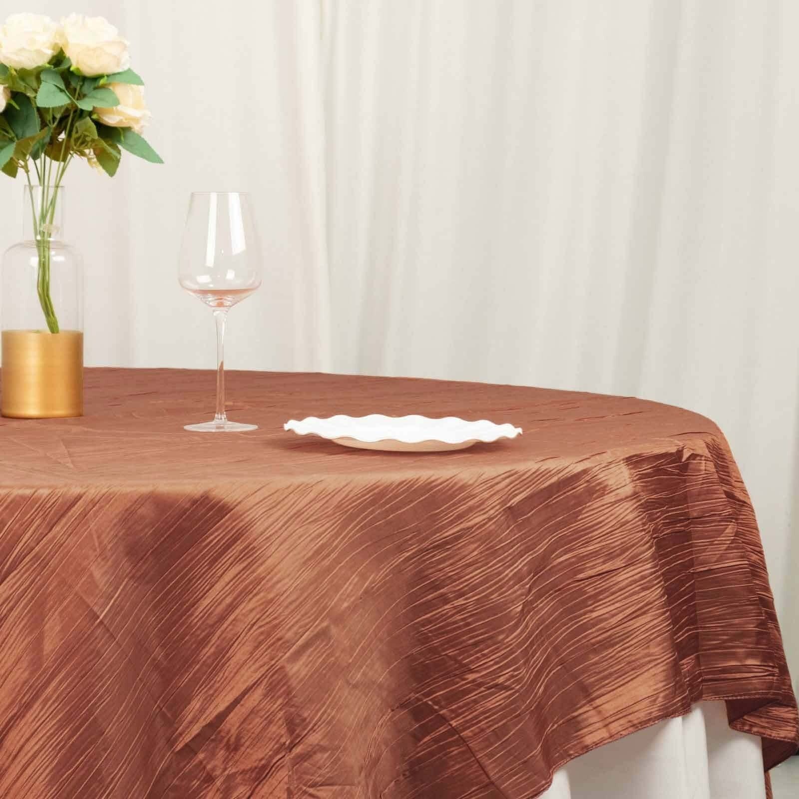 90x90 in Metallic Crinkled Taffeta Square Table Overlay