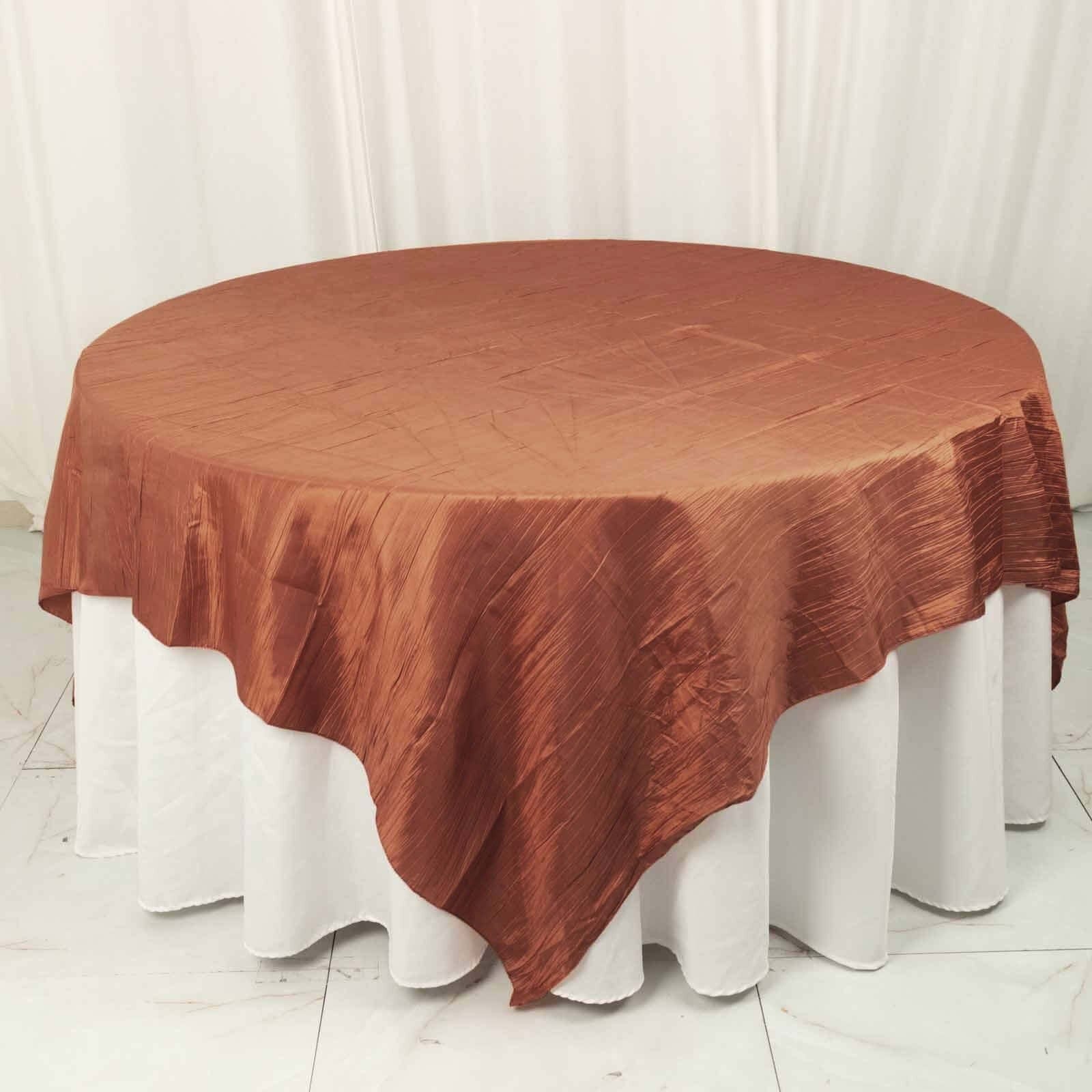 90x90 in Metallic Crinkled Taffeta Square Table Overlay