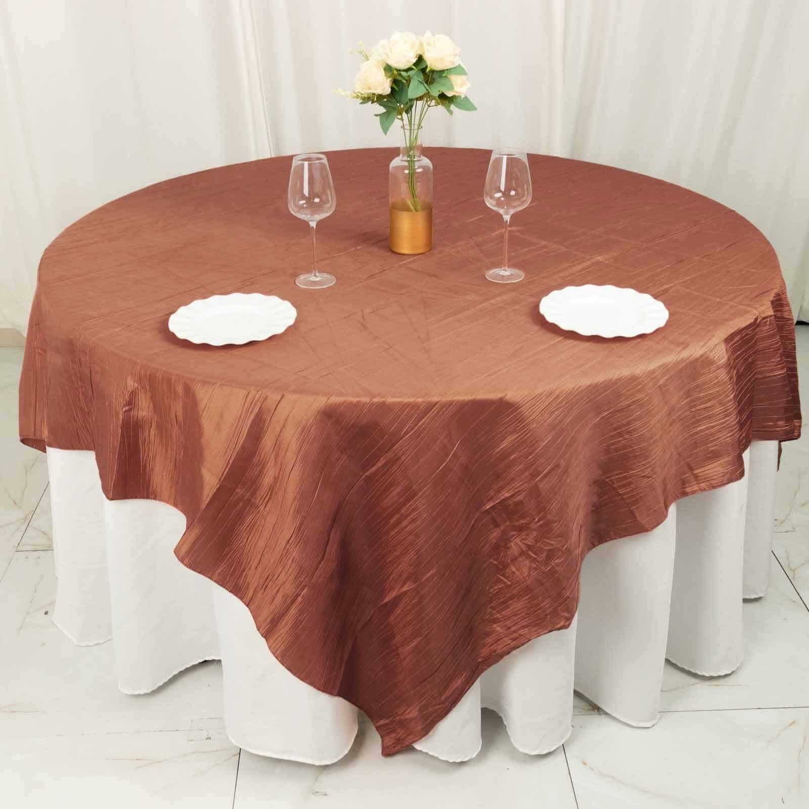 90x90 in Metallic Crinkled Taffeta Square Table Overlay