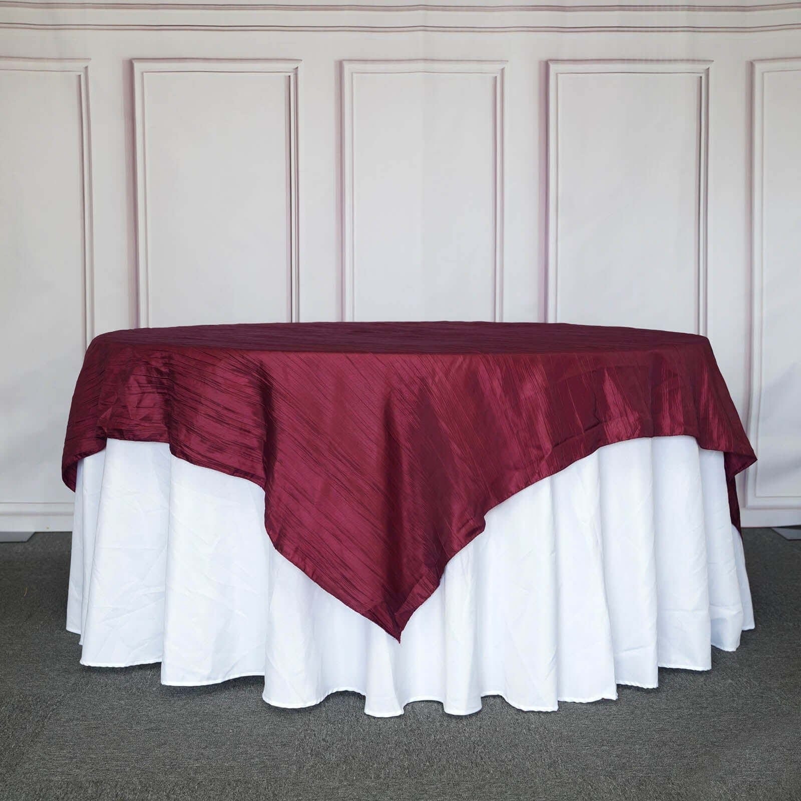 90x90 in Metallic Crinkled Taffeta Square Table Overlay