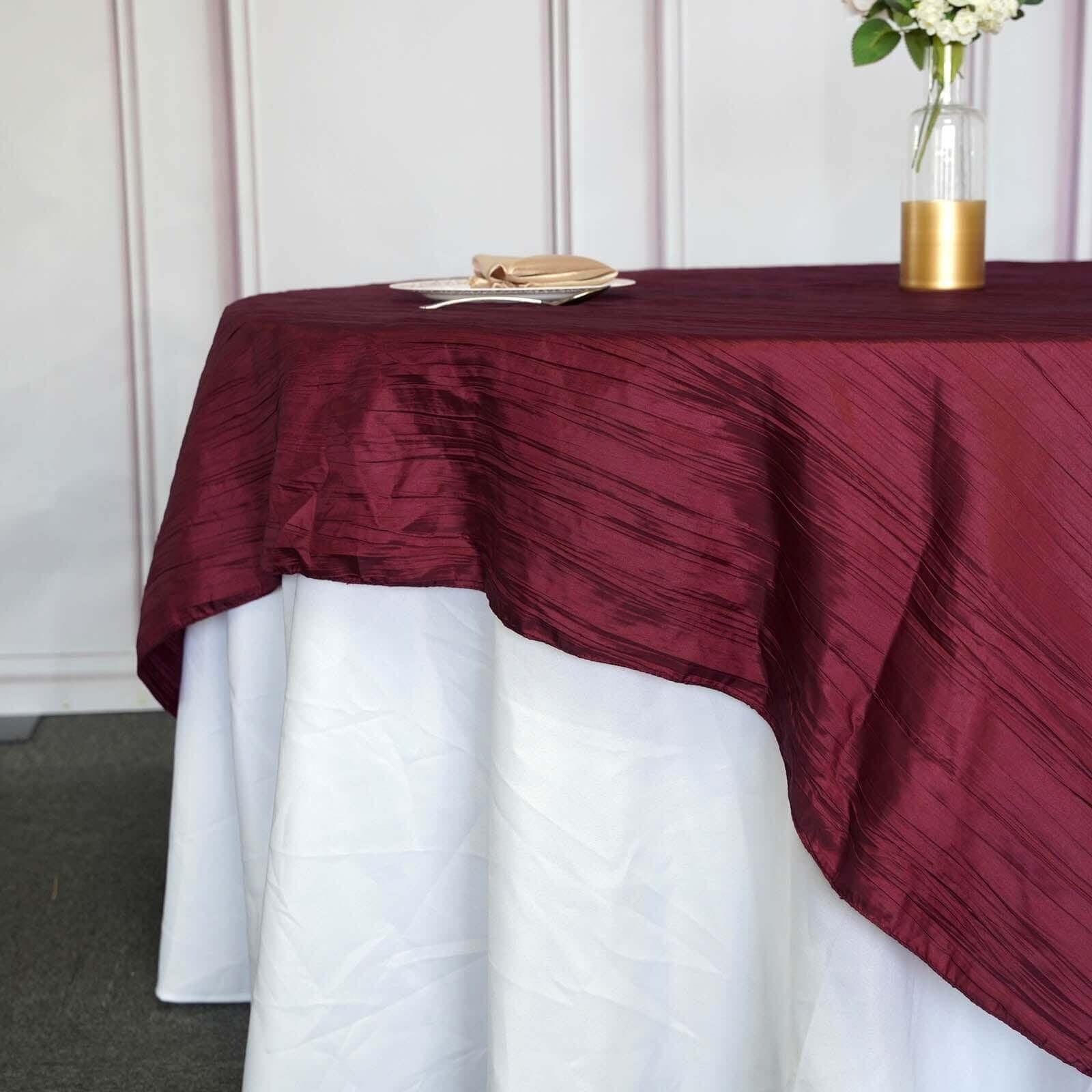 90x90 in Metallic Crinkled Taffeta Square Table Overlay