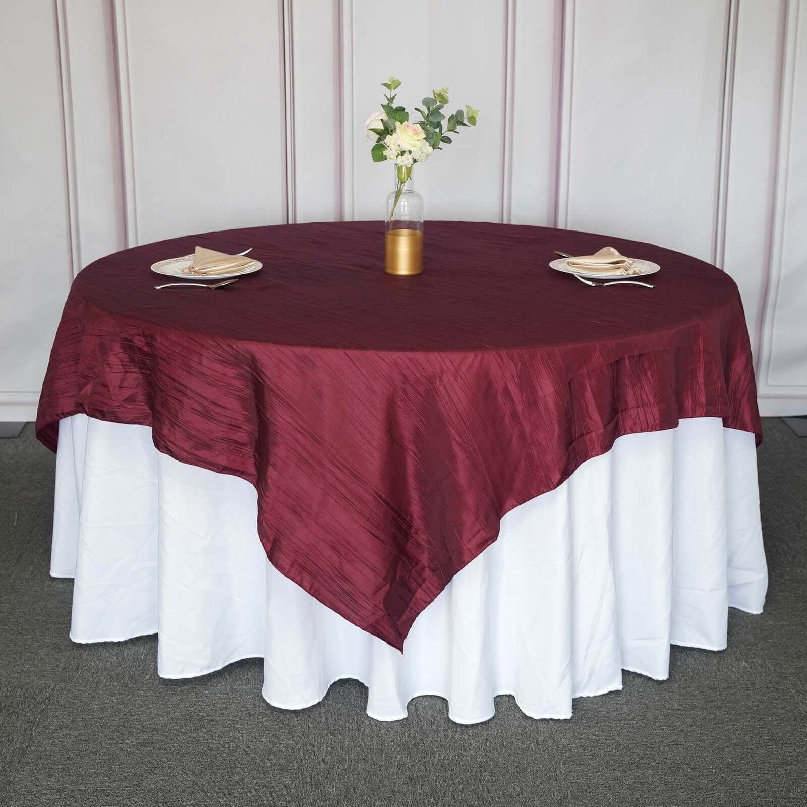 90x90 in Metallic Crinkled Taffeta Square Table Overlay