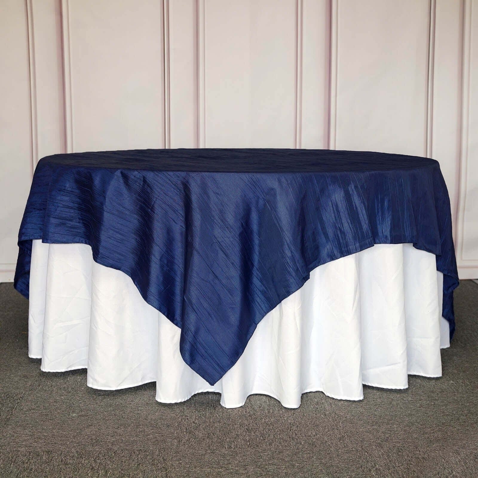 90x90 in Metallic Crinkled Taffeta Square Table Overlay