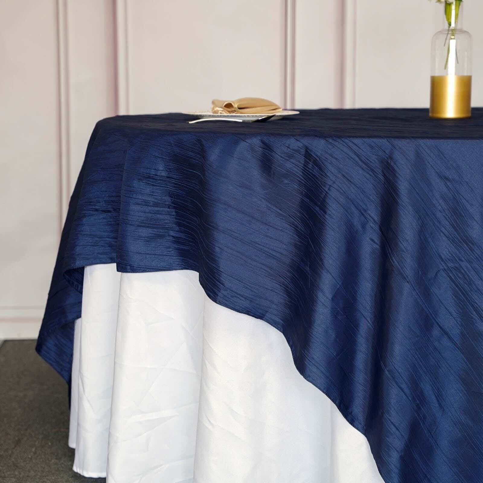 90x90 in Metallic Crinkled Taffeta Square Table Overlay