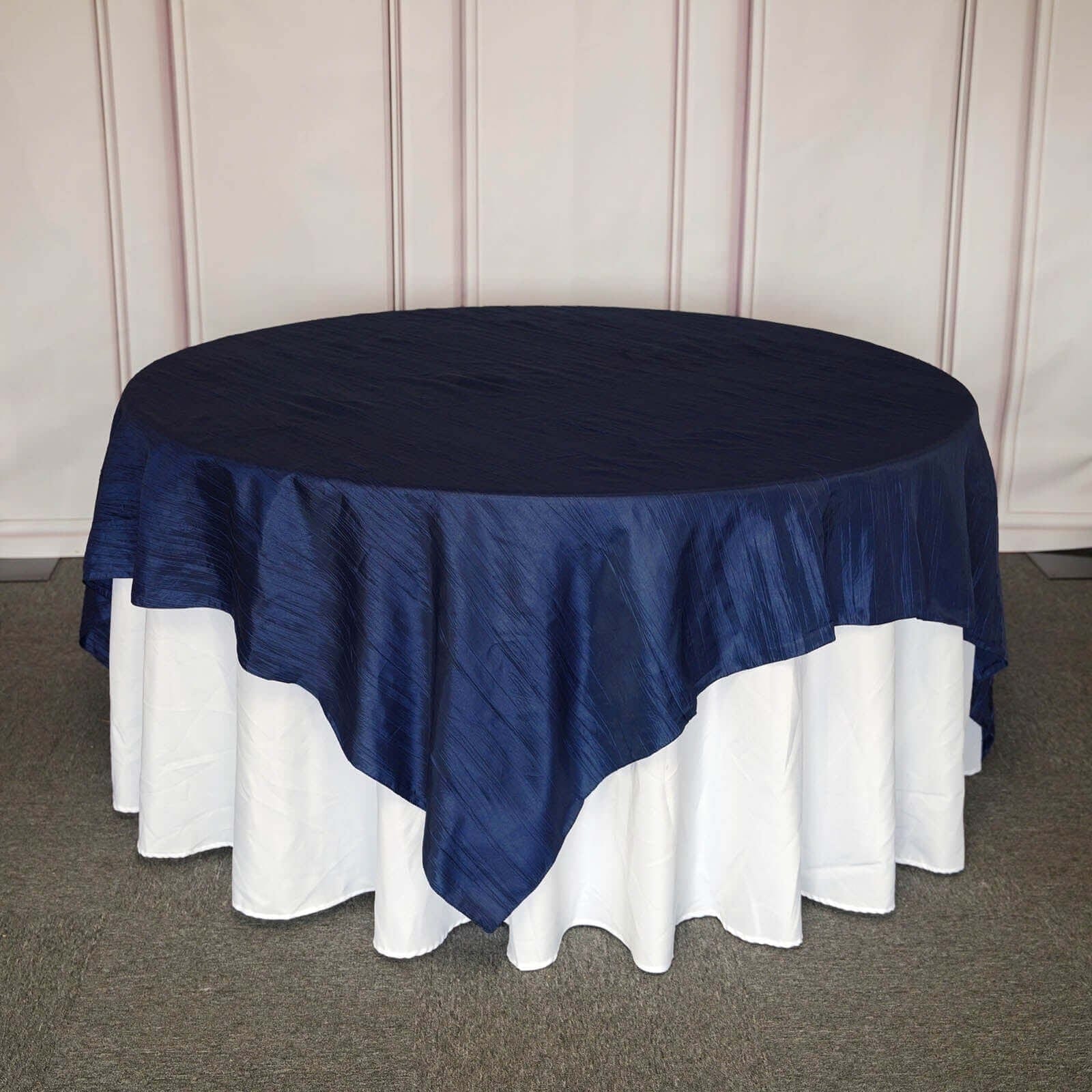 90x90 in Metallic Crinkled Taffeta Square Table Overlay