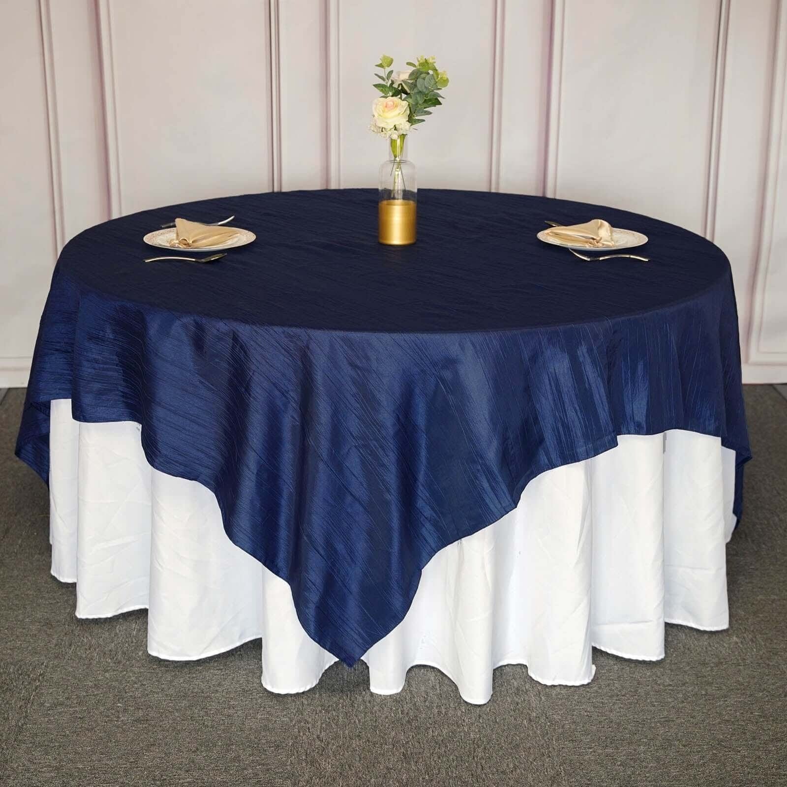 90x90 in Metallic Crinkled Taffeta Square Table Overlay