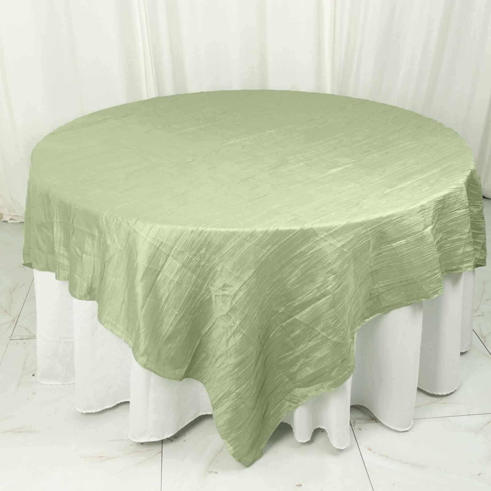 90x90 in Metallic Crinkled Taffeta Square Table Overlay