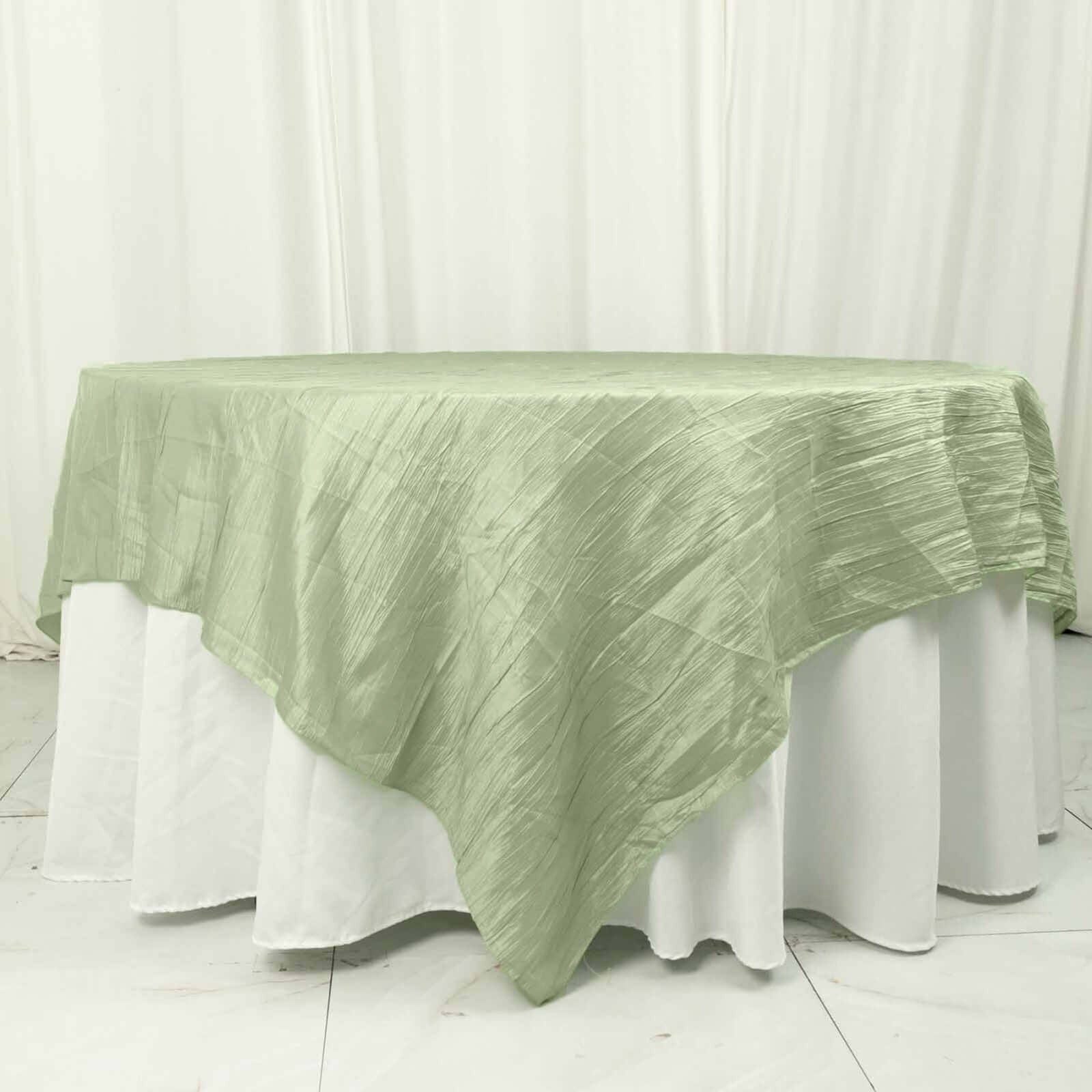 90x90 in Metallic Crinkled Taffeta Square Table Overlay