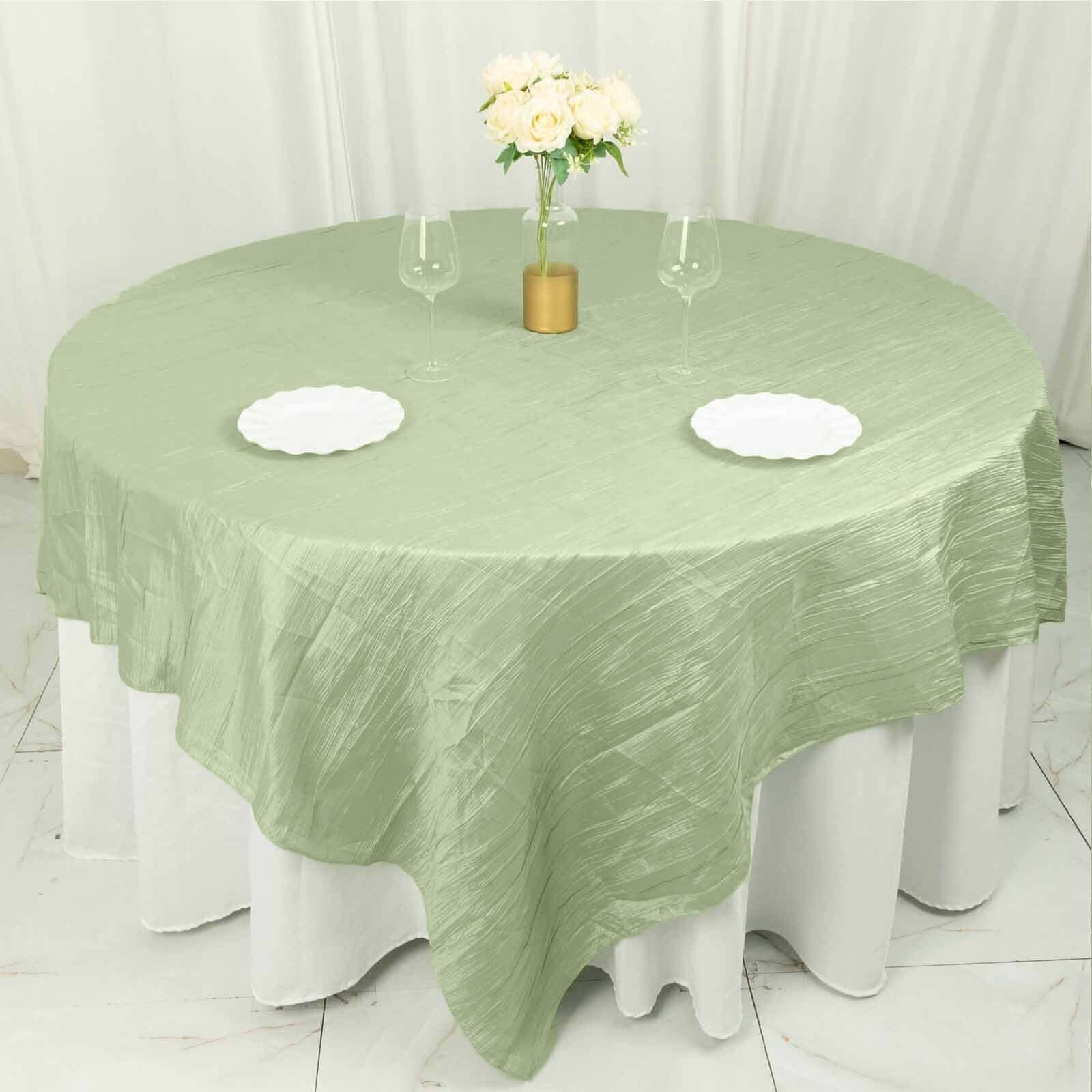 90x90 in Metallic Crinkled Taffeta Square Table Overlay