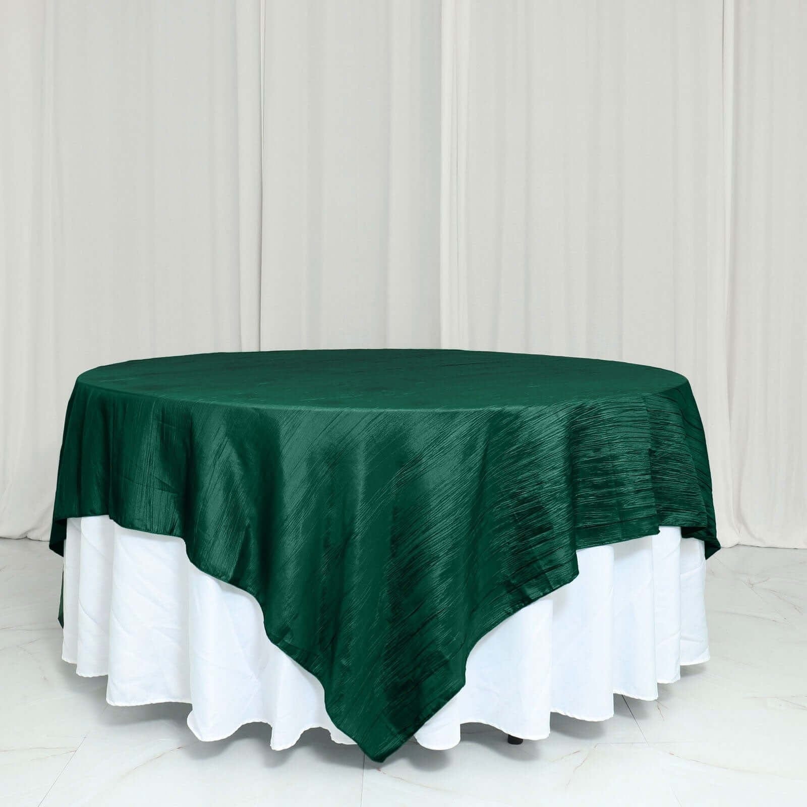 90x90 in Metallic Crinkled Taffeta Square Table Overlay