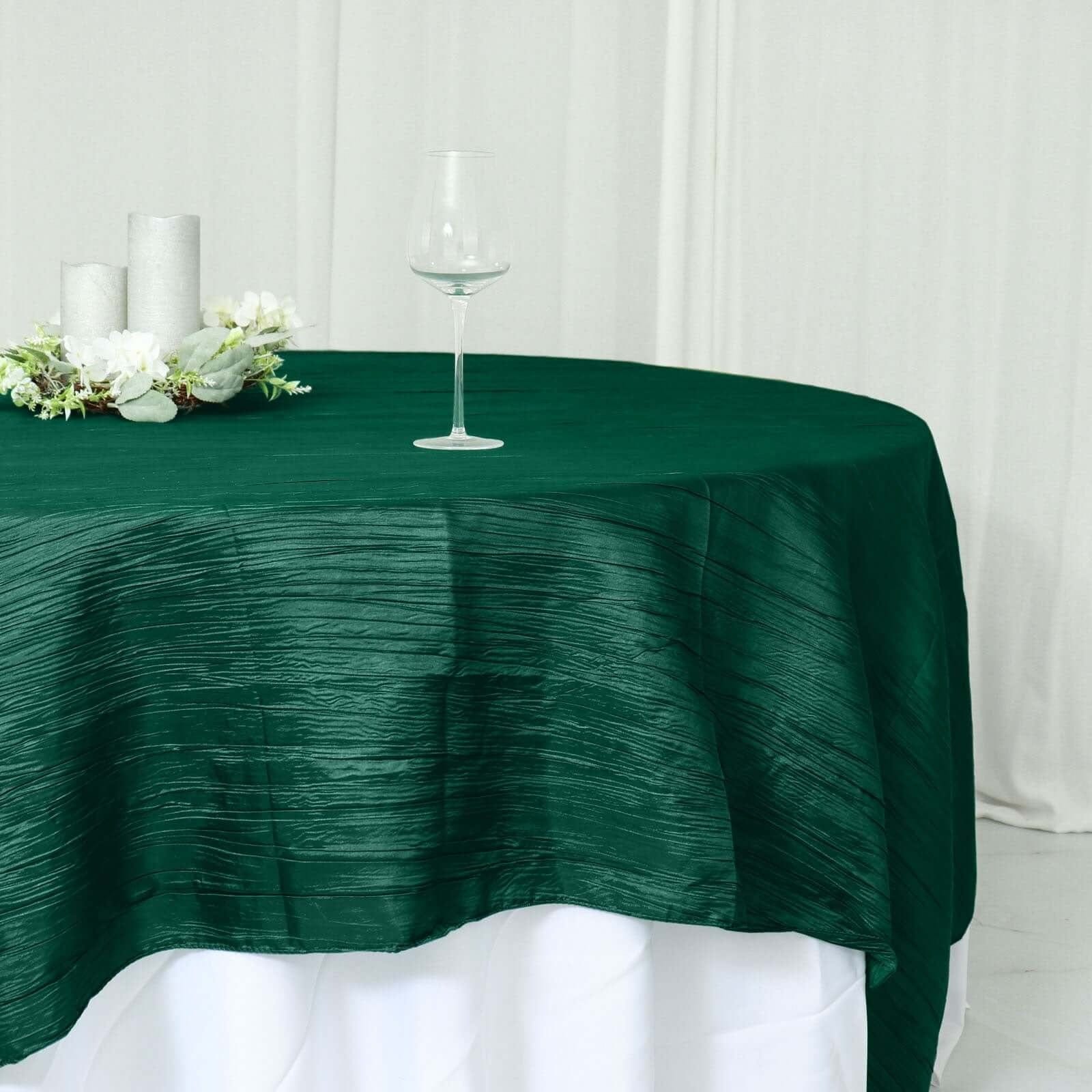 90x90 in Metallic Crinkled Taffeta Square Table Overlay