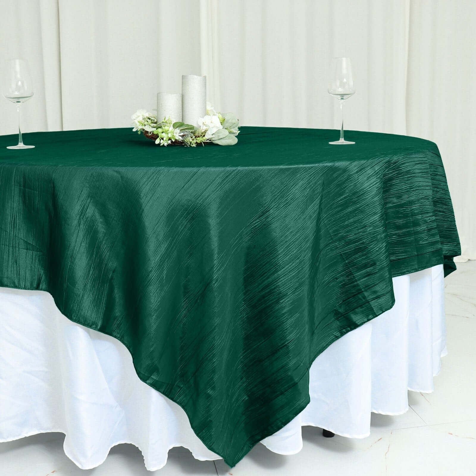 90x90 in Metallic Crinkled Taffeta Square Table Overlay