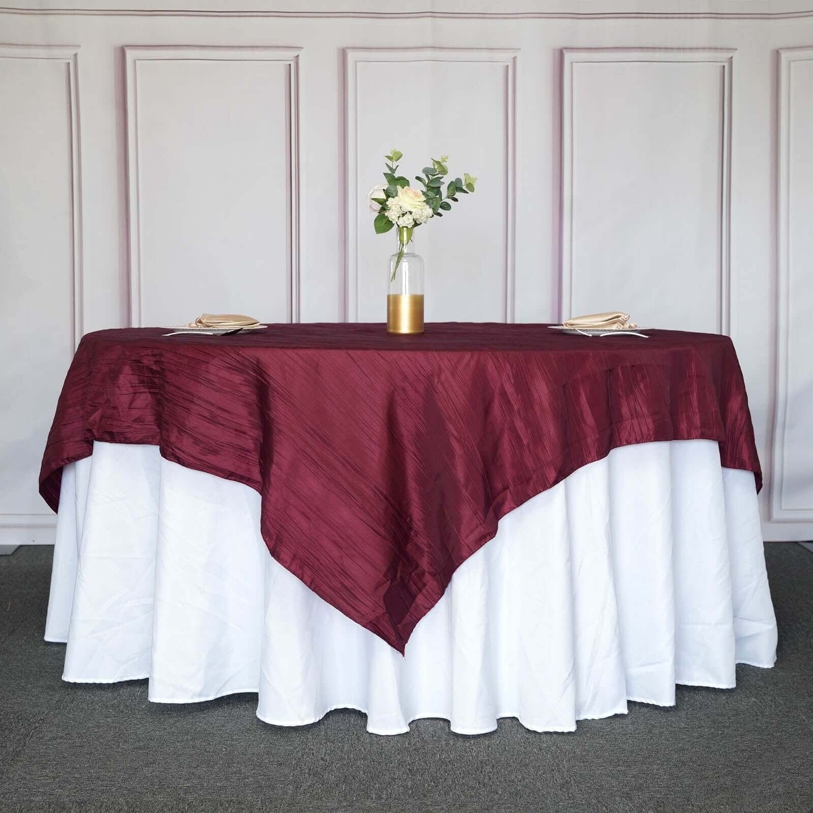 90x90 in Metallic Crinkled Taffeta Square Table Overlay