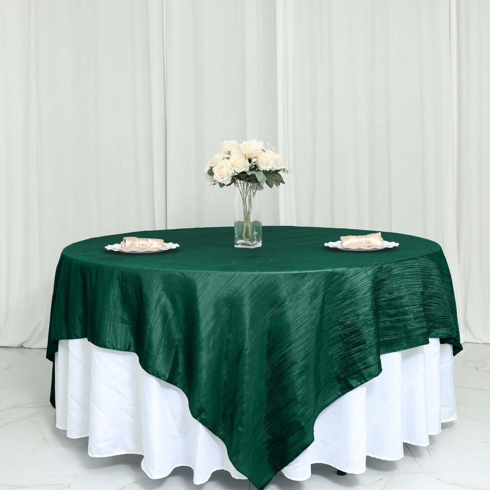 90x90 in Metallic Crinkled Taffeta Square Table Overlay