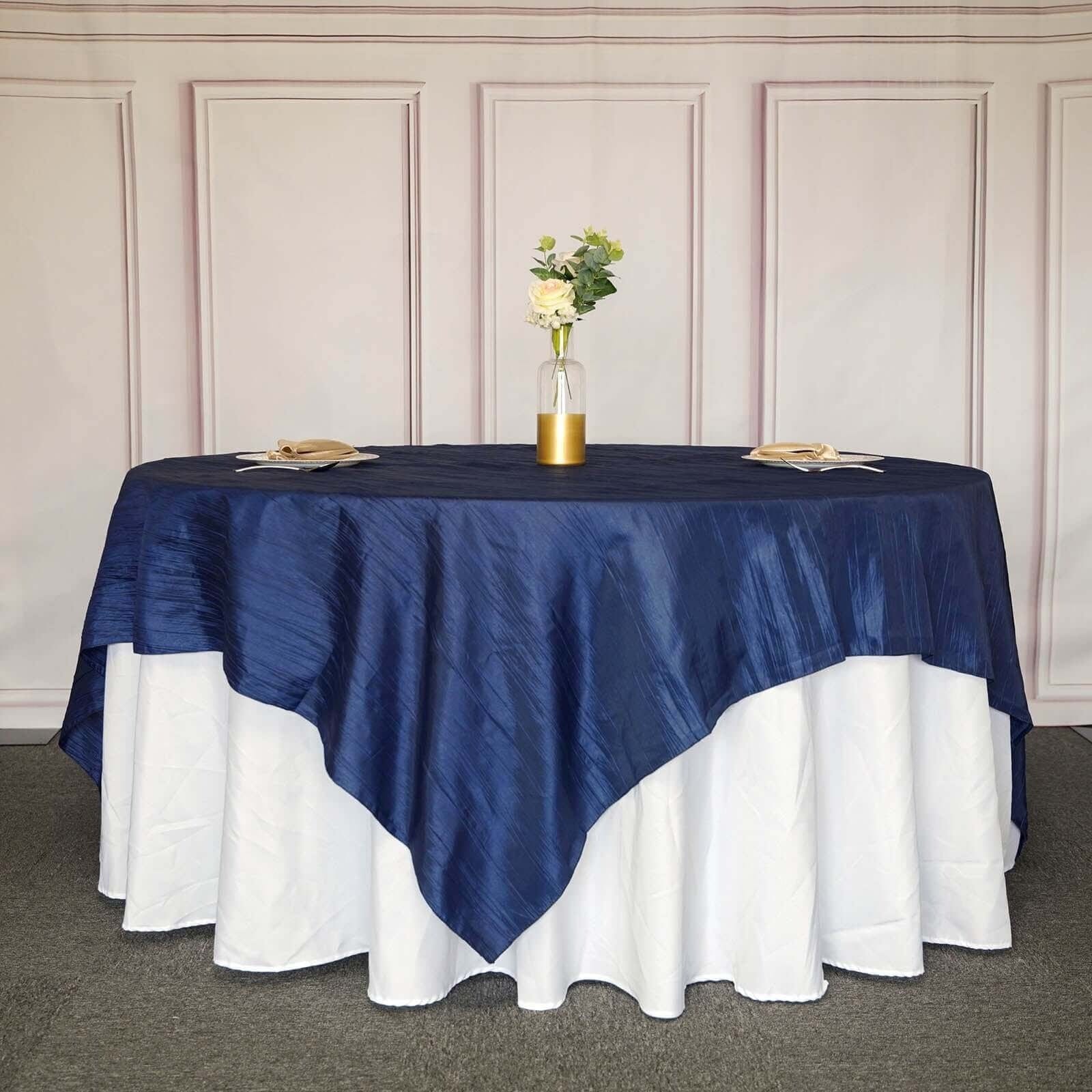90x90 in Metallic Crinkled Taffeta Square Table Overlay