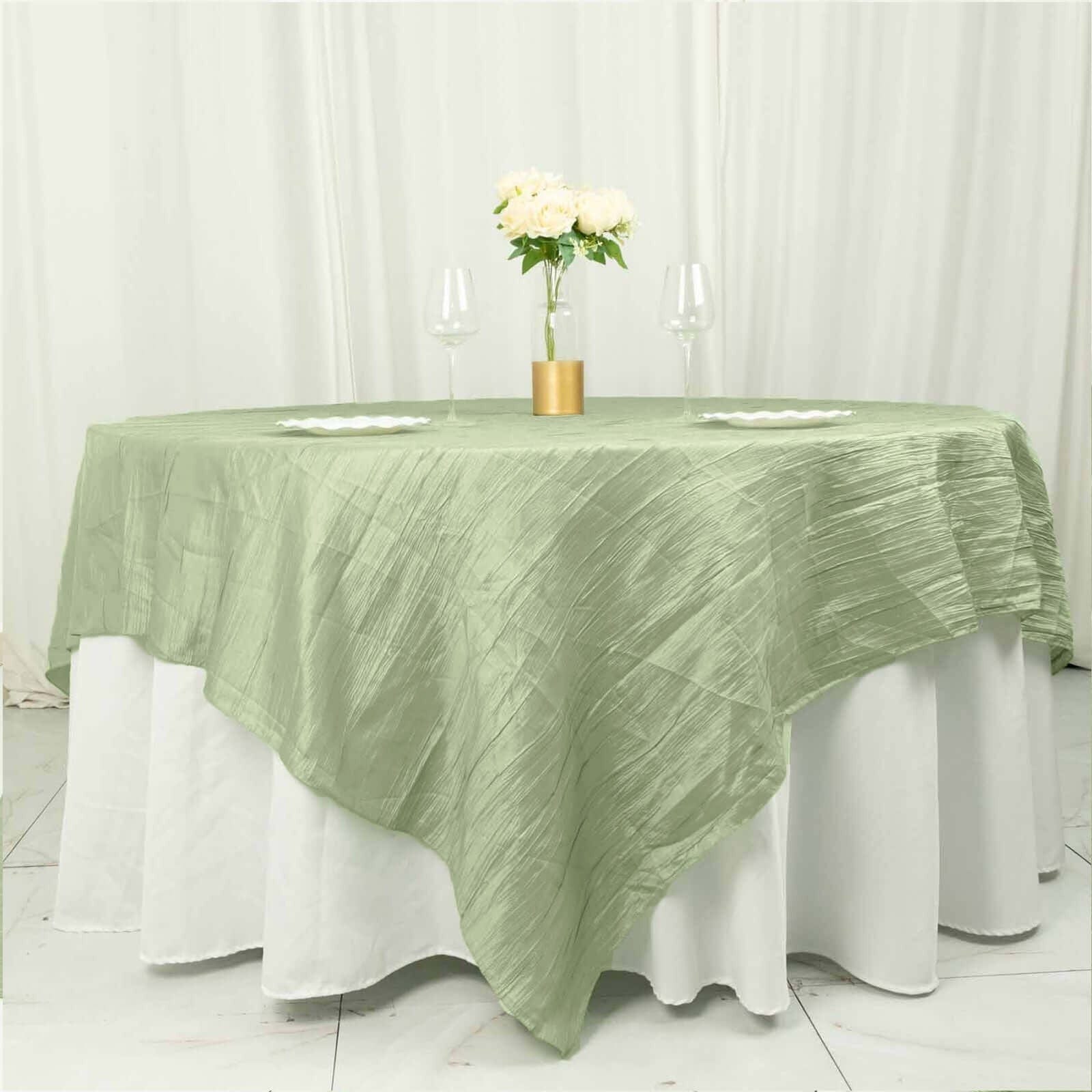90x90 in Metallic Crinkled Taffeta Square Table Overlay