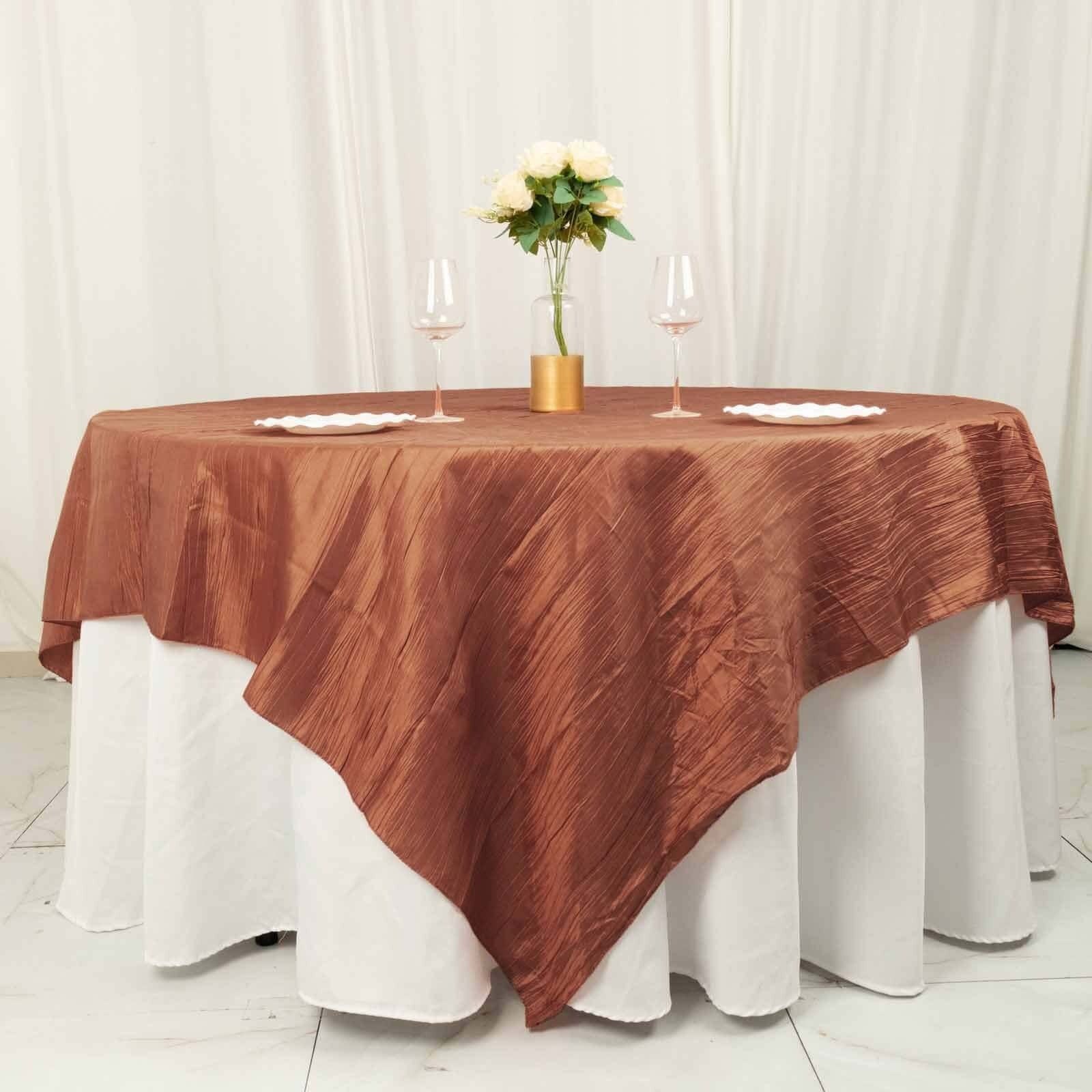 90x90 in Metallic Crinkled Taffeta Square Table Overlay