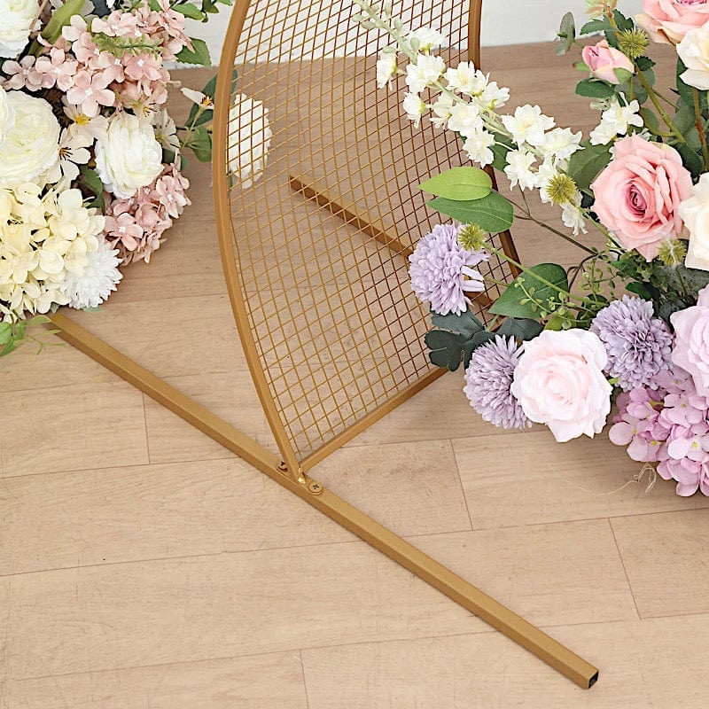 Gold 7 ft Metal Floral Display Frame Wavy Backdrop Stand Wedding Arch