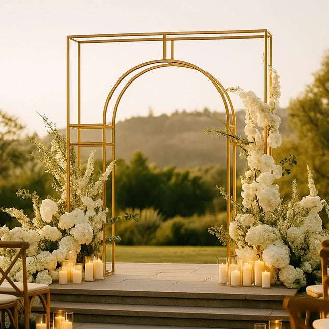 7 feet Gold Metal Wedding Arch in Arc de Triomphe Style