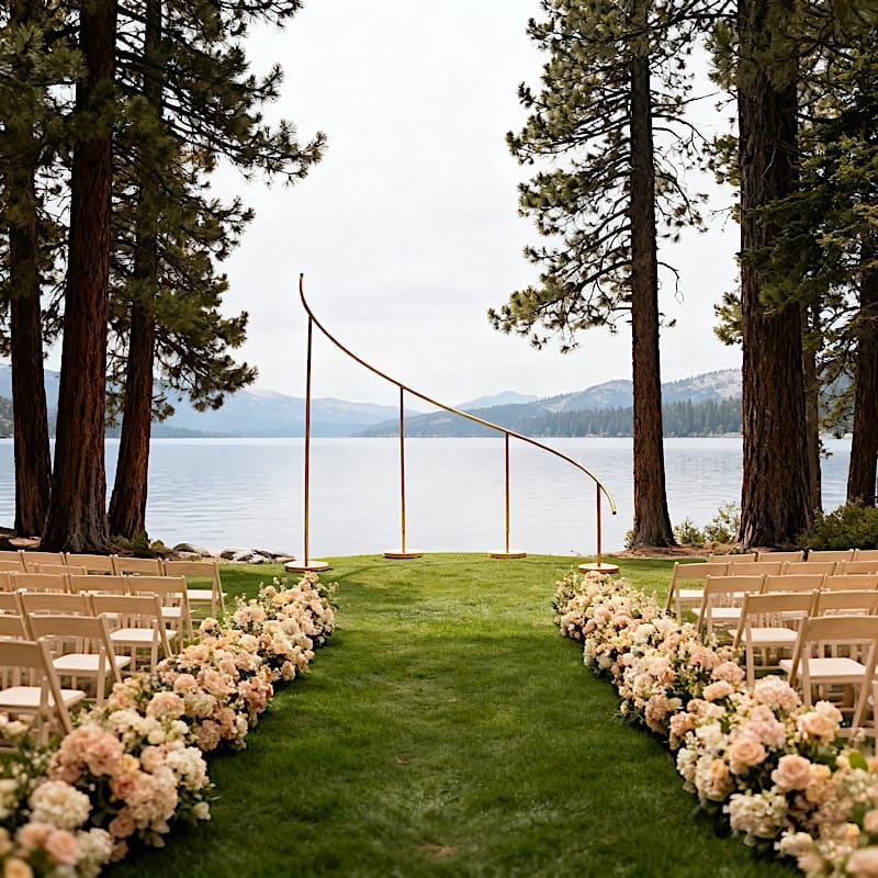 8 x 12 feet Gold Left Side Curved Wave Wedding Arch Backdrop Stand