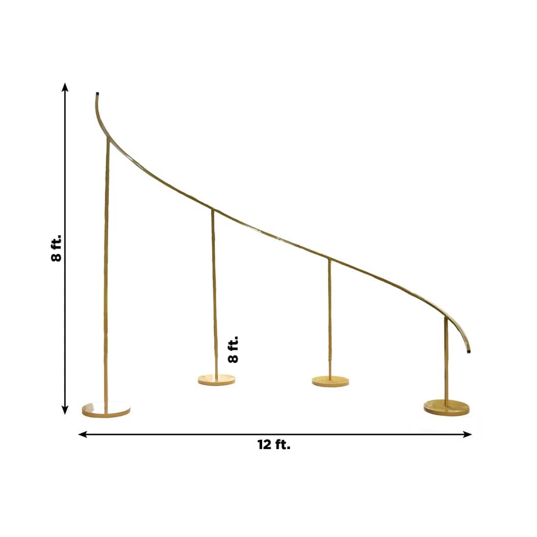 8 x 12 feet Gold Left Side Curved Wave Wedding Arch Backdrop Stand