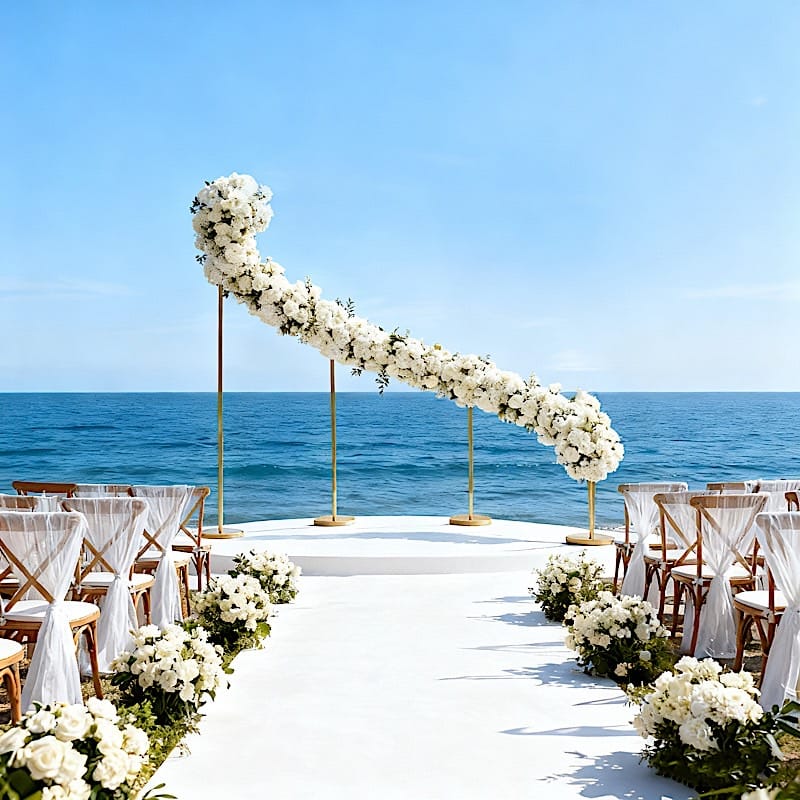8 x 12 feet Gold Left Side Curved Wave Wedding Arch Backdrop Stand
