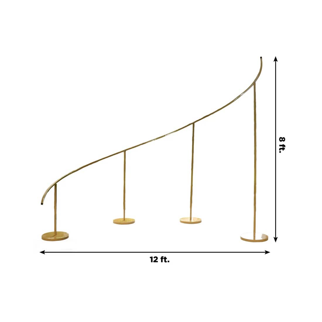 8 x 12 feet Gold Right Side Curved Wave Wedding Arch Backdrop Stand