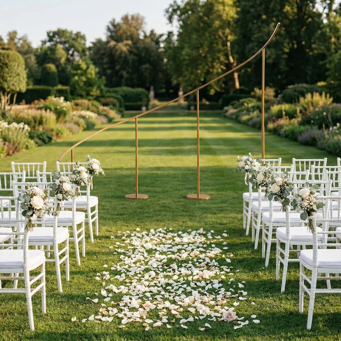 8 x 12 feet Gold Right Side Curved Wave Wedding Arch Backdrop Stand