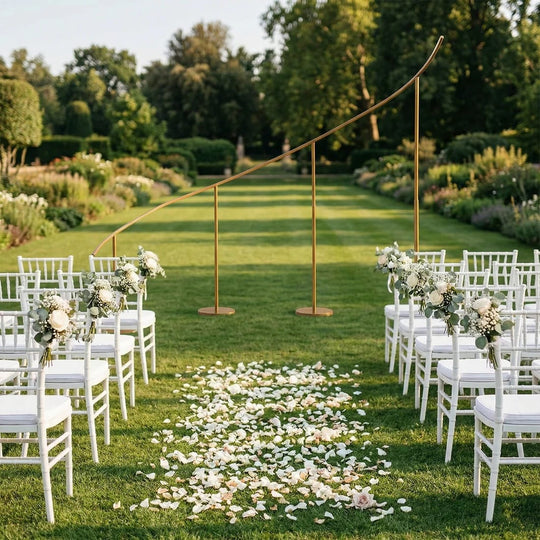 8 x 12 feet Gold Right Side Curved Wave Wedding Arch Backdrop Stand