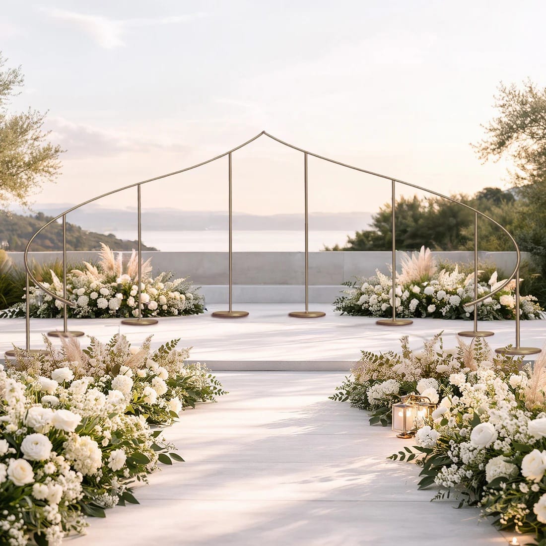 8 x 12 feet Gold Right Side Curved Wave Wedding Arch Backdrop Stand