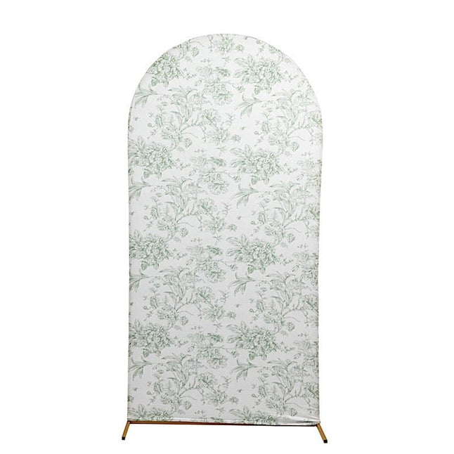 7 feet Fitted Chiara French Toile Floral Spandex Round Top Wedding Arch Backdrop Stand Cover