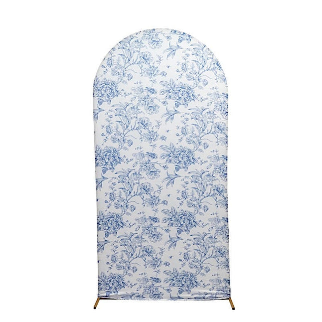 7 feet Fitted Chiara French Toile Floral Spandex Round Top Wedding Arch Backdrop Stand Cover