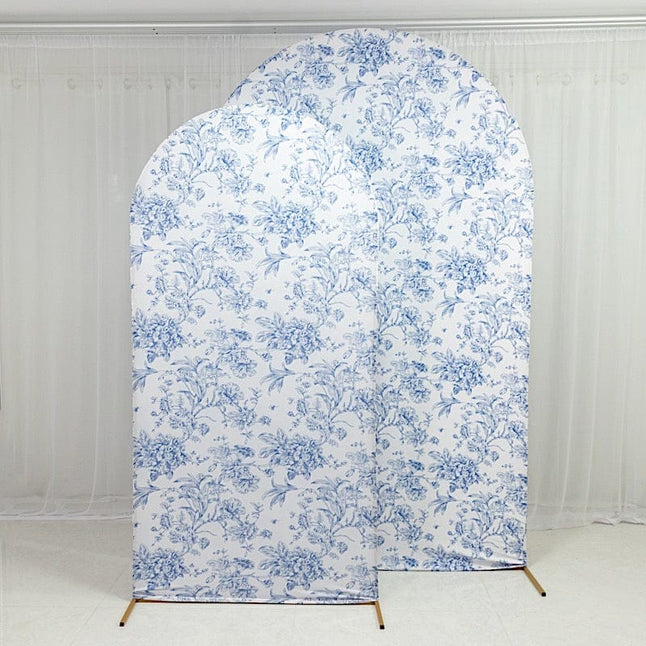 8 feet Fitted Chiara French Toile Floral Spandex Round Top Wedding Arch Backdrop Stand Cover