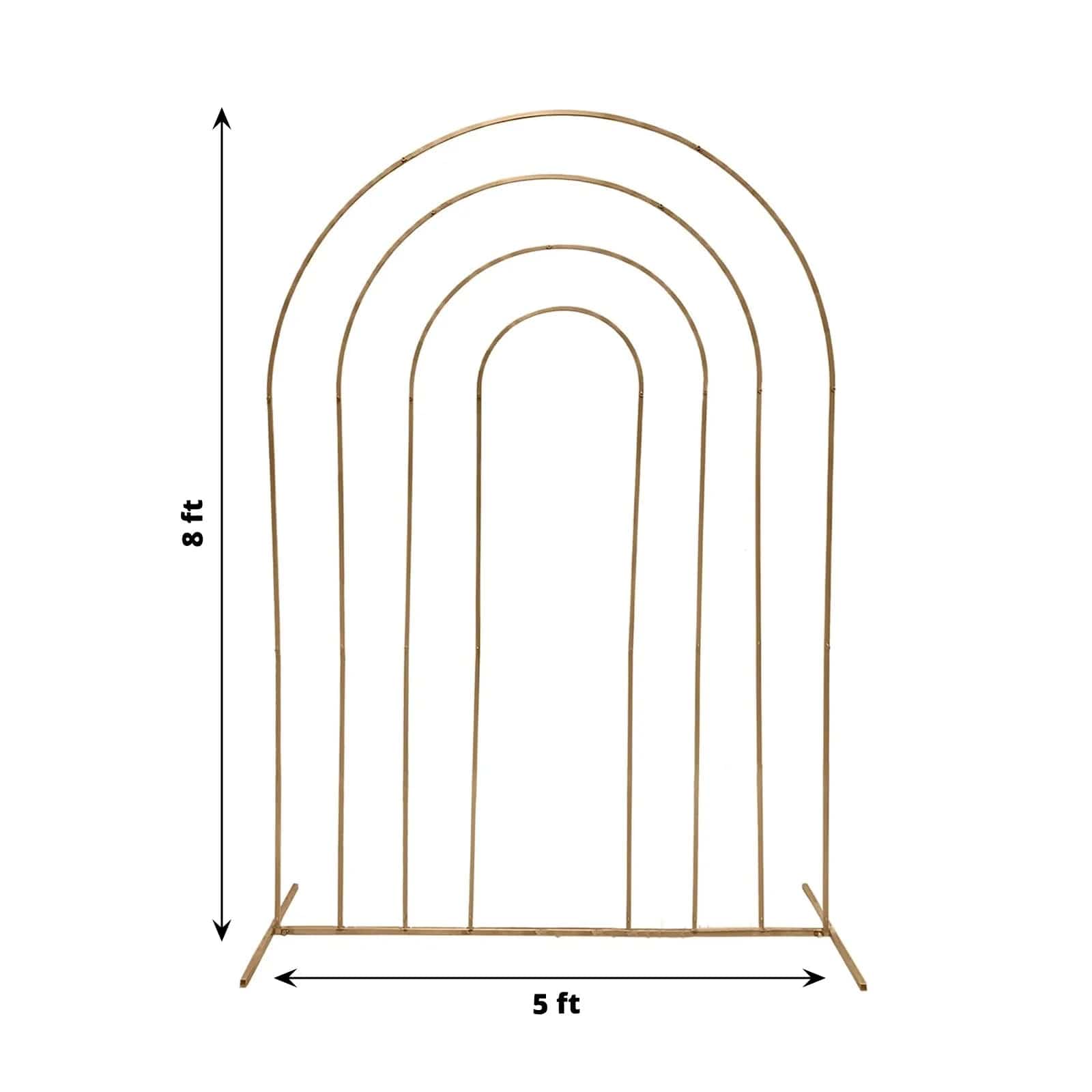 Gold 8 feet Multi-Layered Metal Floral Display Frame with Round Top Backdrop Stand