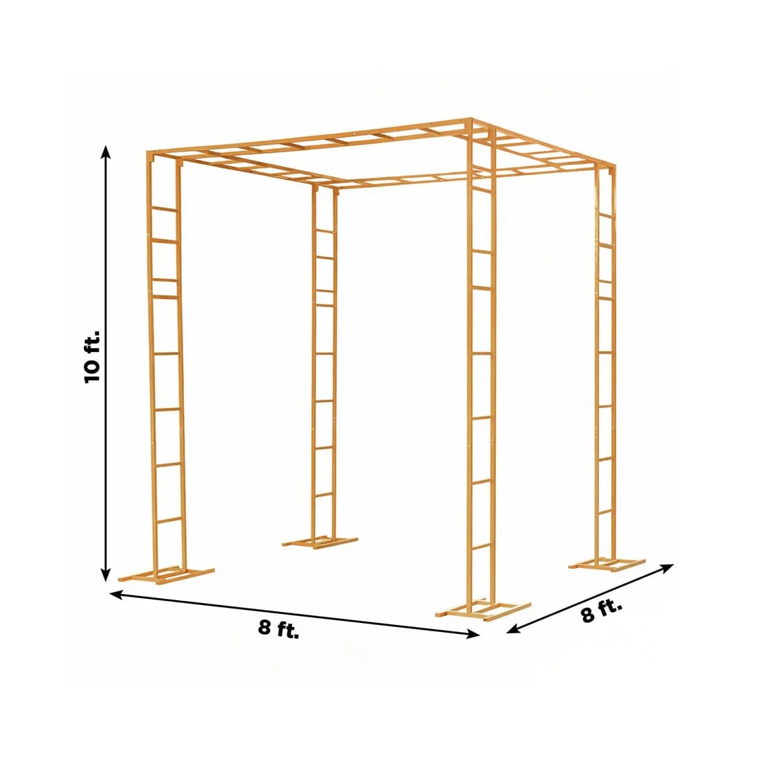 Gold 8x10 feet Heavy-Duty 4-Post Ladder-Style Rectangular Metal Event Arch