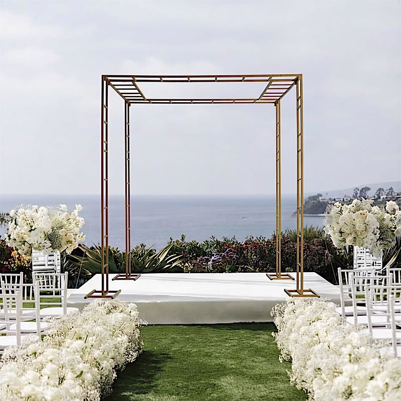 Gold 8x10 feet Heavy-Duty 4-Post Ladder-Style Rectangular Metal Event Arch