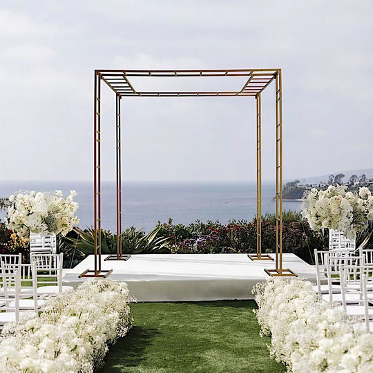 Gold 8x10 feet Heavy-Duty 4-Post Ladder-Style Rectangular Metal Event Arch