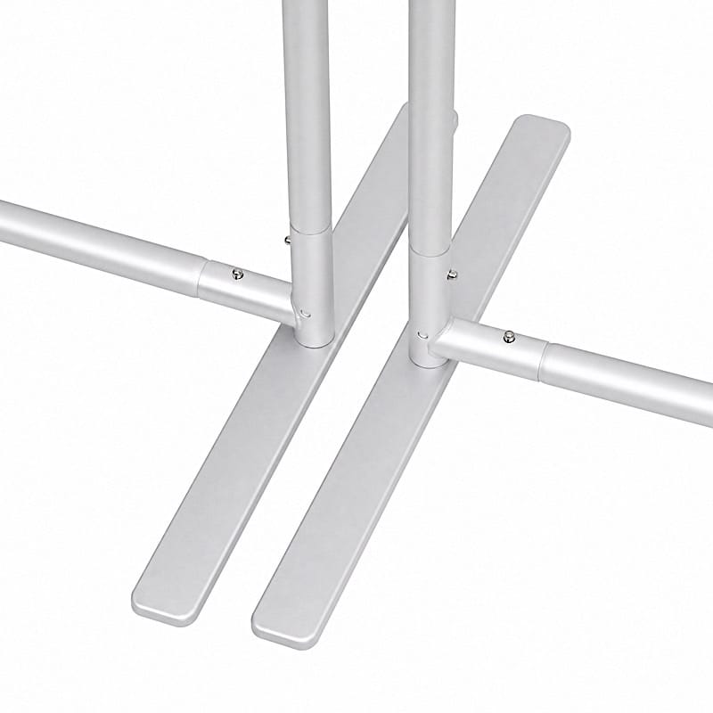 Set of 3  Silver Round Top Aluminum Chiara Backdrop Stands with Half Moon Arch Frame