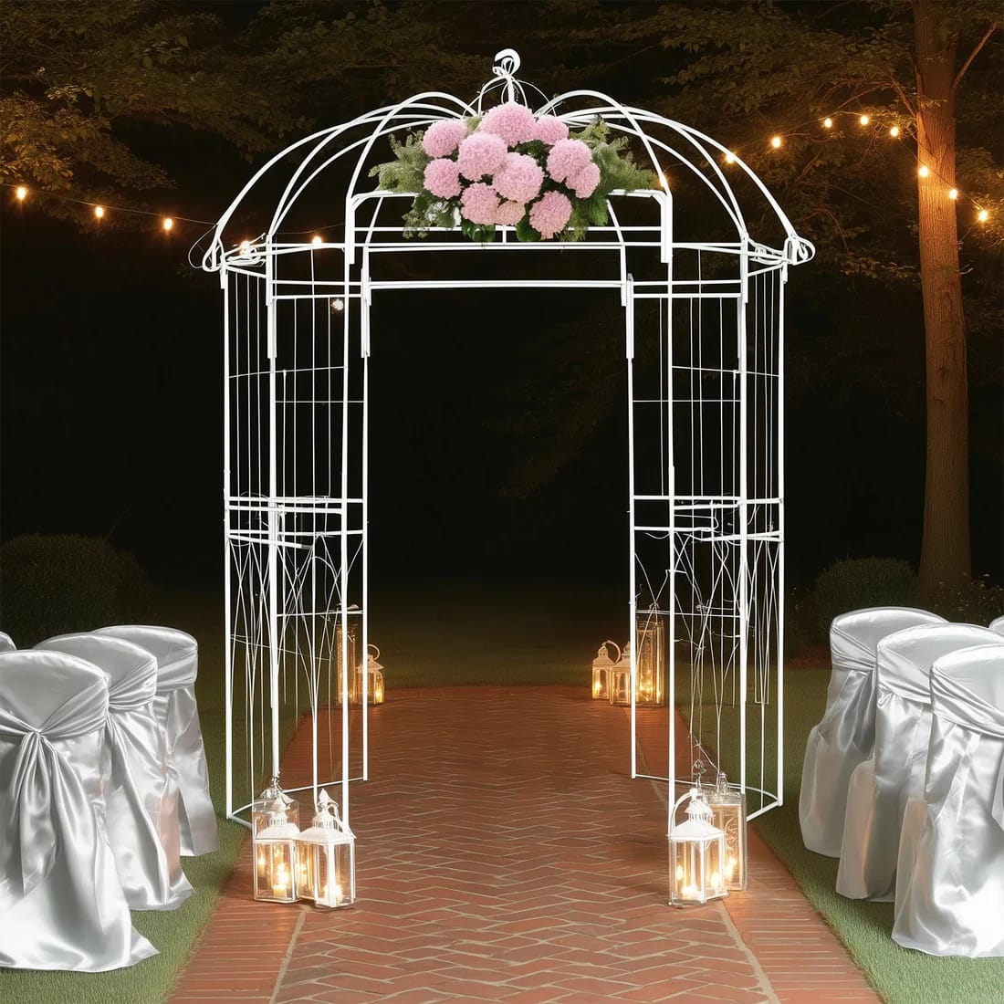 White 10 feet Metal Birdcage Wedding Arch Backdrop Stand