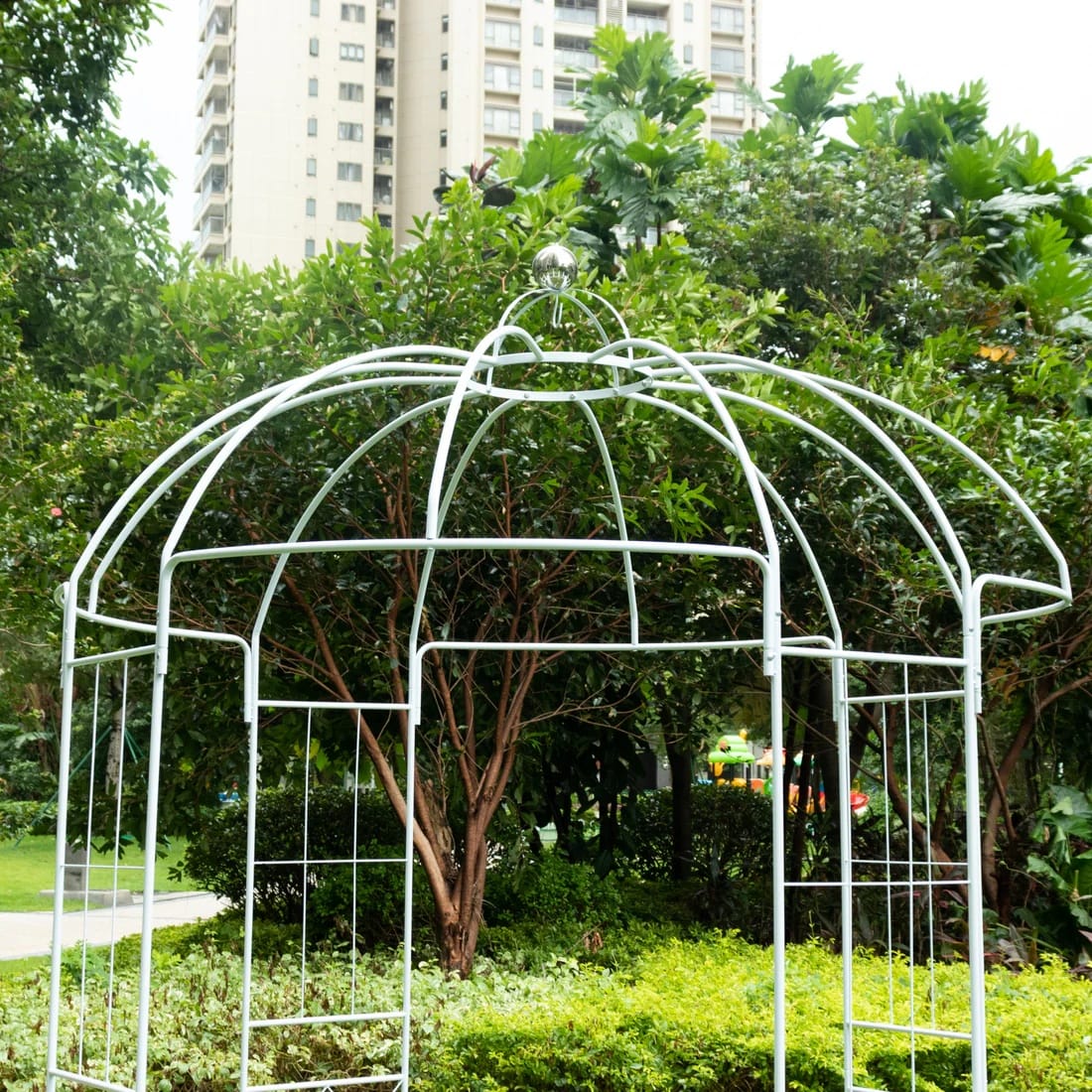 White 10 feet Metal Birdcage Wedding Arch Backdrop Stand