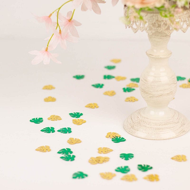 15 grams Metallic Green and Gold Tropical Leaves Confetti