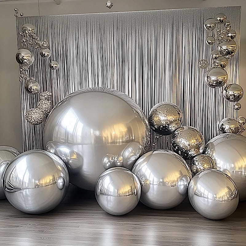 2 pcs 43 in wide Large Round Metallic Orbz Mylar Foil Balloons