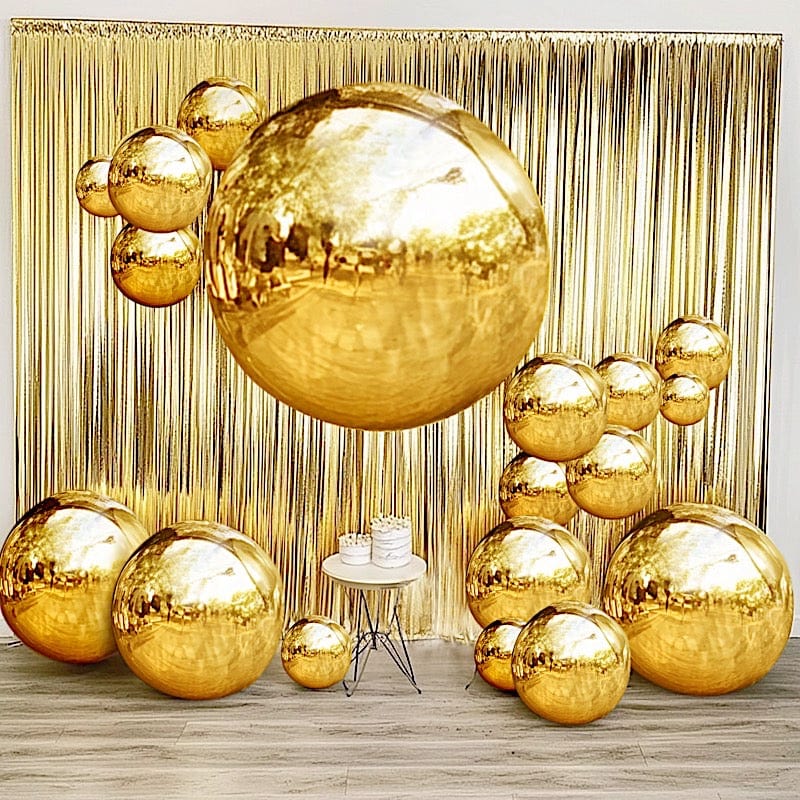 2 pcs 43 in wide Large Round Metallic Orbz Mylar Foil Balloons