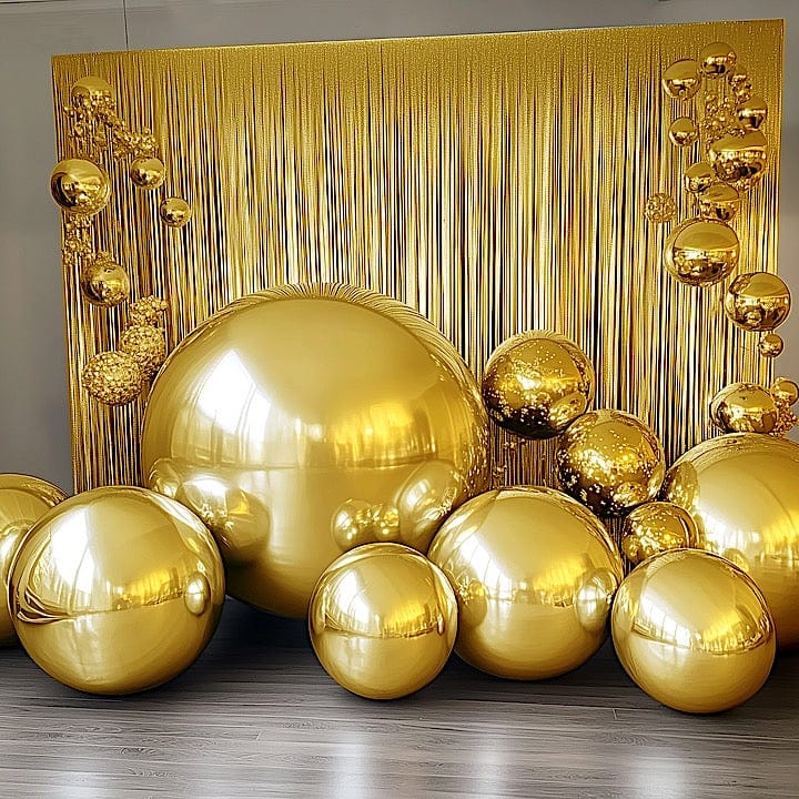 2 pcs 43 in wide Large Round Metallic Orbz Mylar Foil Balloons