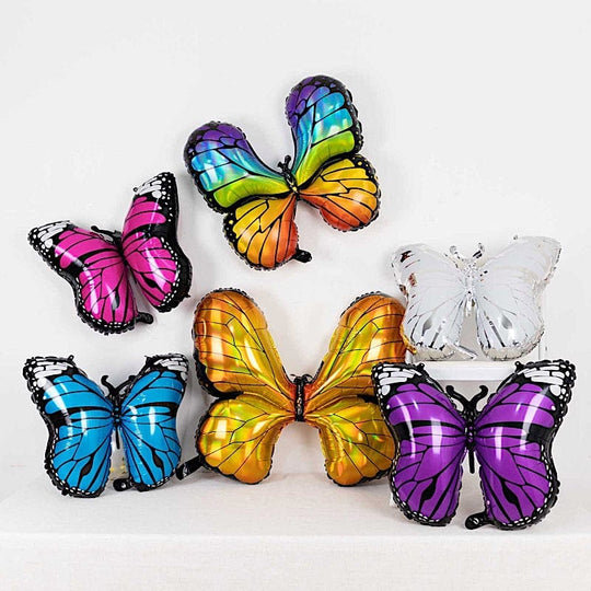 6 Assorted Butterfly Mylar Foil Balloons